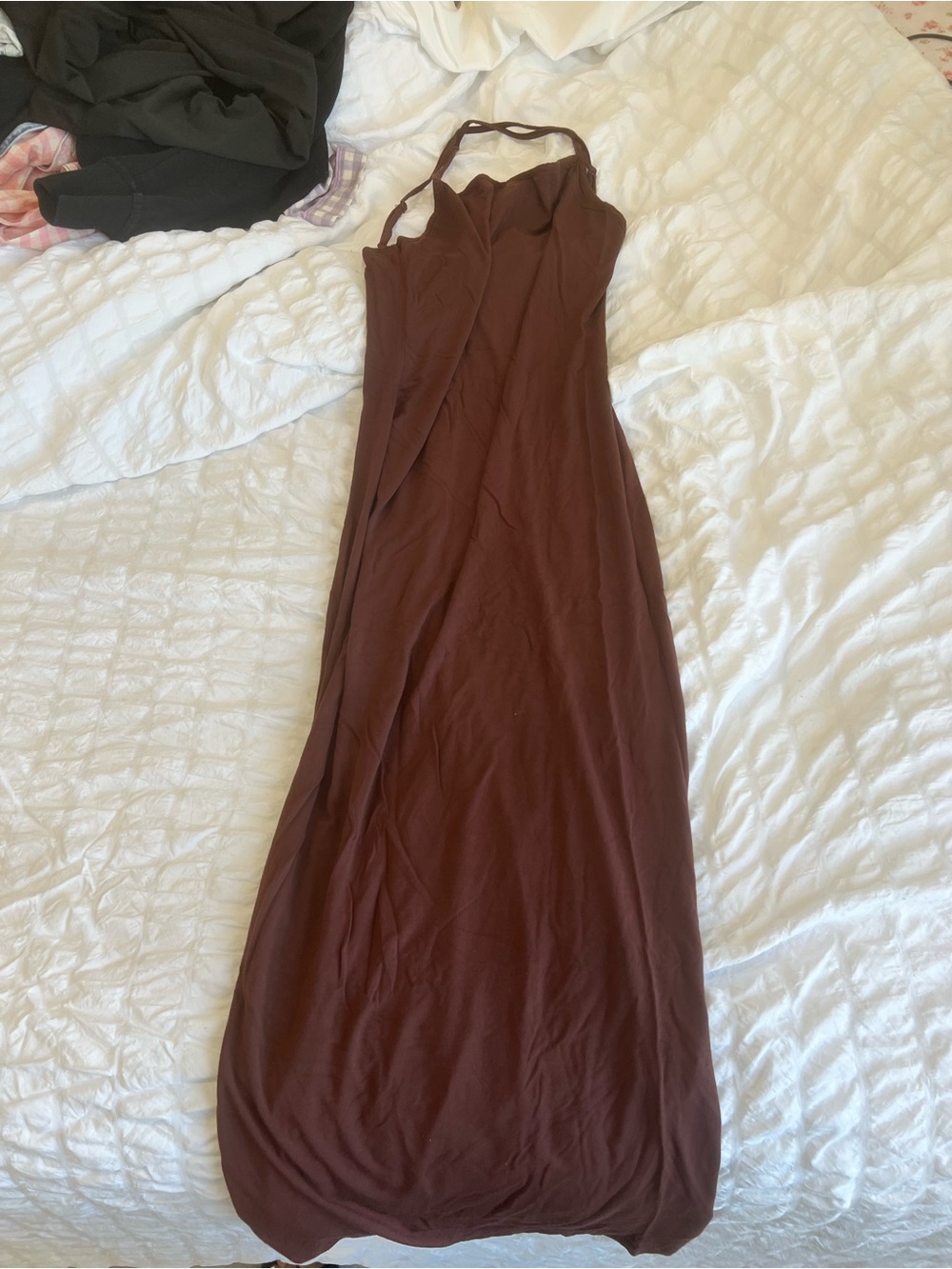 SHEIN Chocolate Brown Halter Maxi Dress